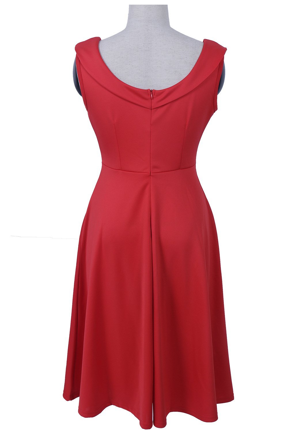 Scoop Neck Ruffle Pleat Dress-Red-Theone Apparel