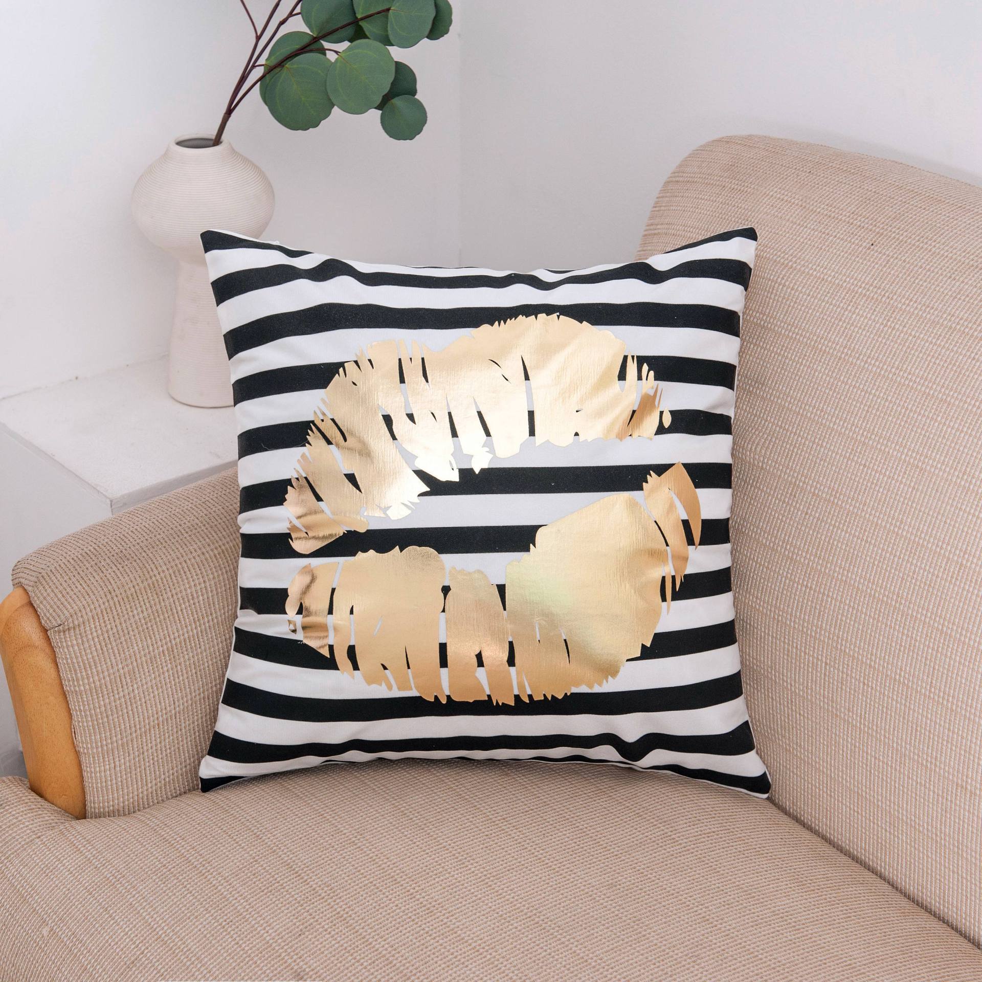 Scripted Gold Foly Pillow Cows