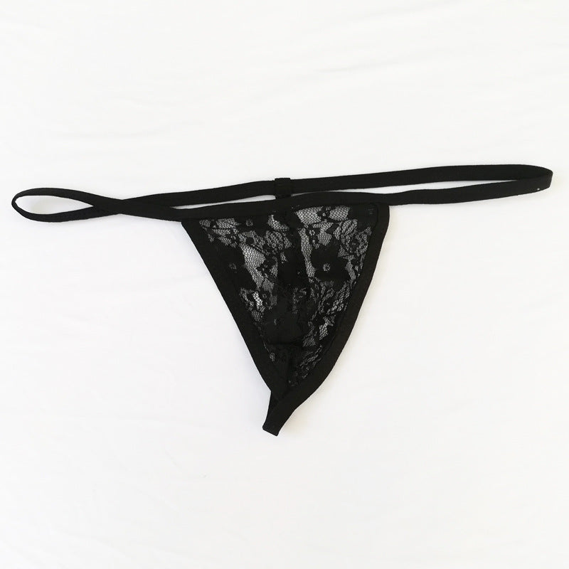 Sheer Lace Front Thong-Black-Theone Apparel