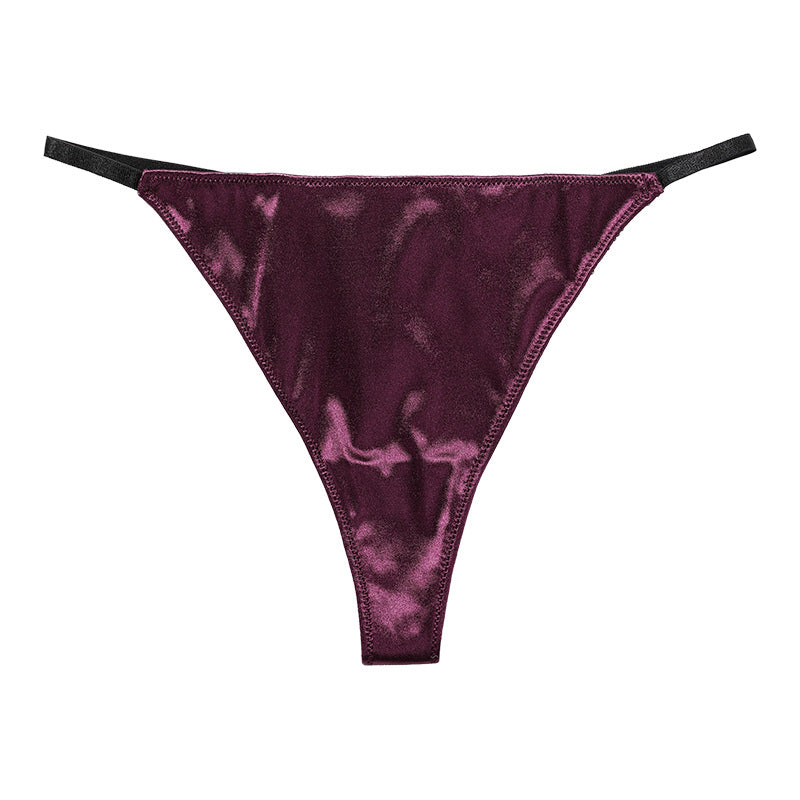 Silk Low Waist Stretchy Elastic Thong-Maroon-Theone Apparel