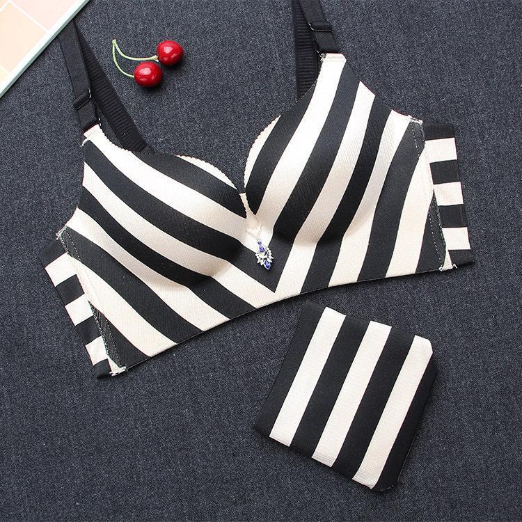 Striped Longline Push Up Bra