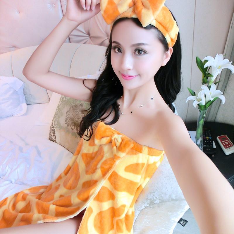 Striped Strapless Bath Robe Towel-Orange 2-Theone Apparel