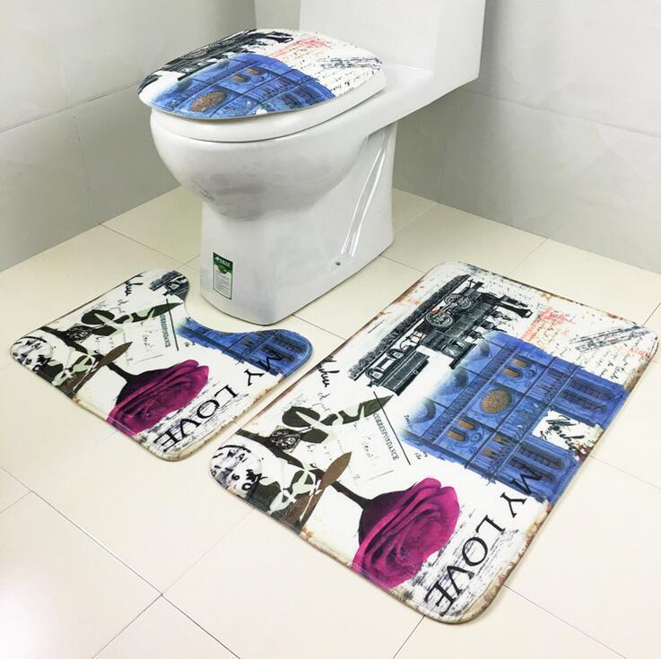 Set di tappeti da bagno a tre pezzi