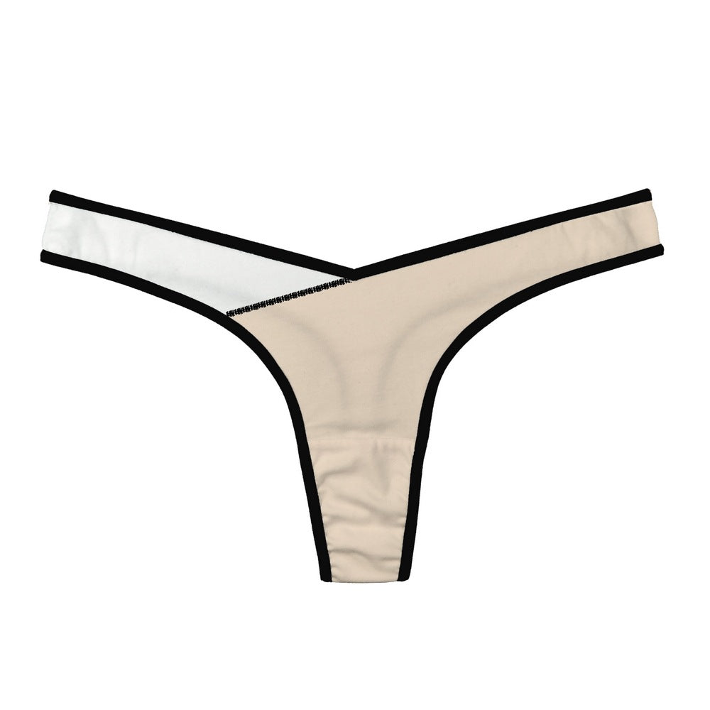 Trimmed Crisscross Thong Panty-White/Nude-Theone Apparel