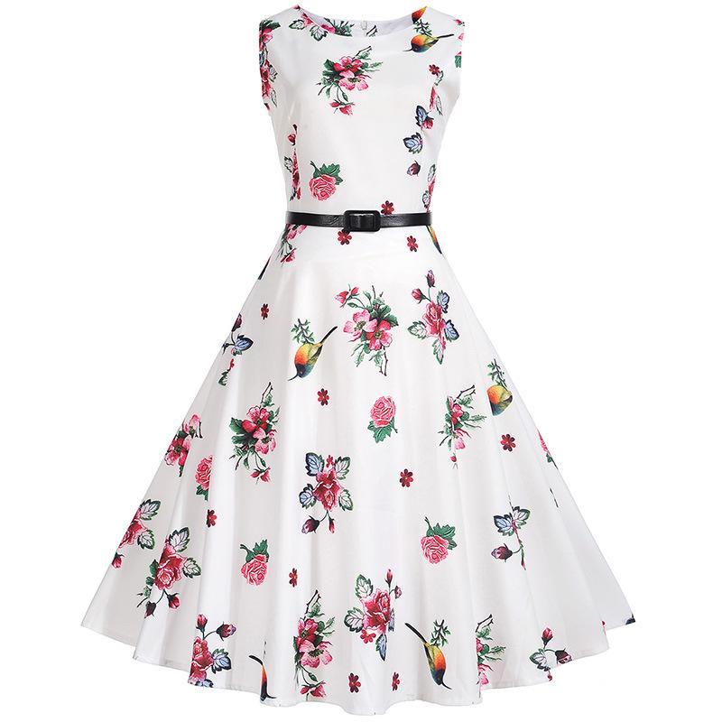 Hummingbird Floral Imprime une robe de ligne