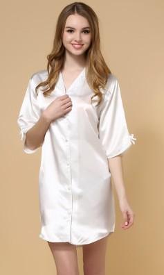 Satiny Oversized Button Up Sleep Shirt