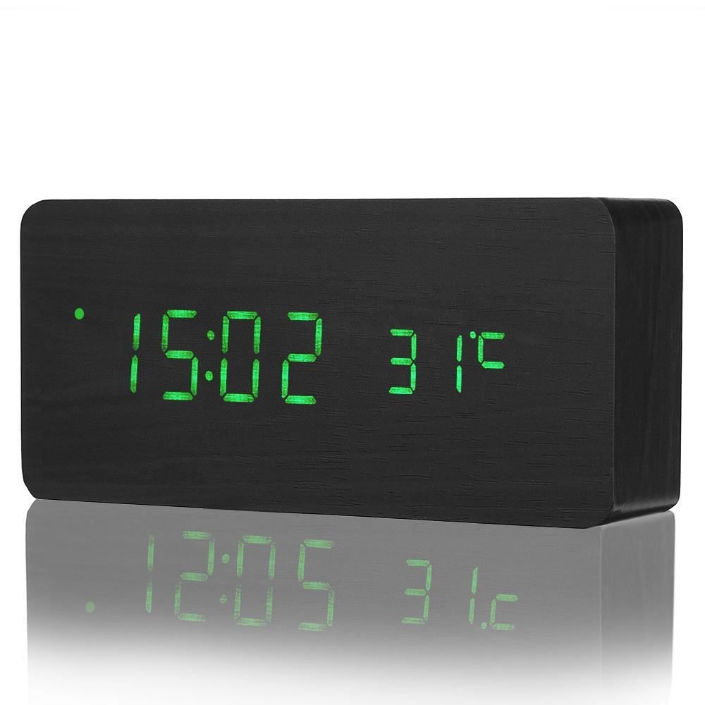 Hölzerner Wecker mit Thermometer