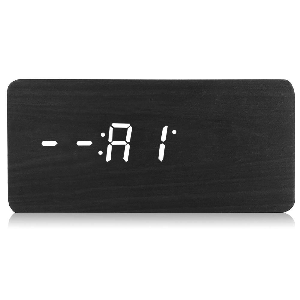 Wooden Alarm Clock With Thermometer