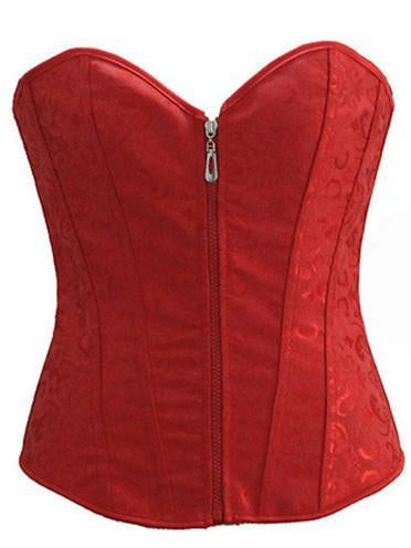 Zippered Full Cup Lingerie Corset-Red-Theone Apparel