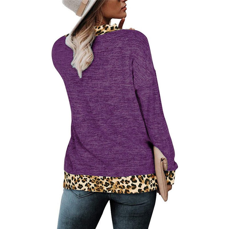 Animal Print Long Sleeve Wrap Sweater - THEONE APPAREL