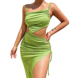 Asymmetrical Off the Shoulder Cutout Maxi Dress - THEONE APPAREL