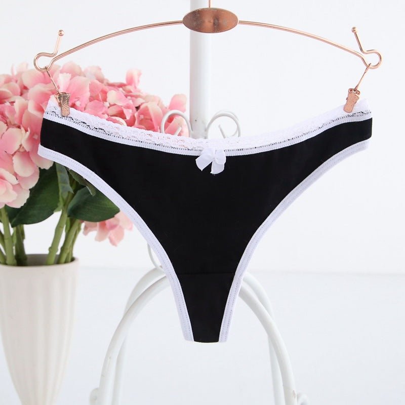 Basic Lace Trim Thong Panty - THEONE APPAREL