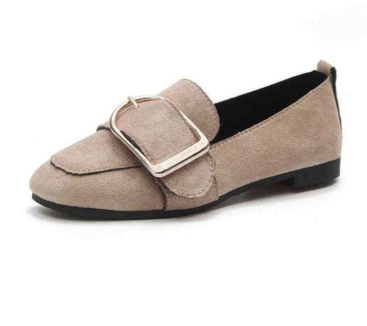 Big Buckle Suede Loafer Flats - THEONE APPAREL