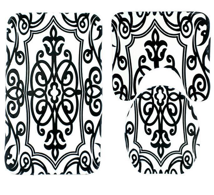 Black and White Print Bath Mat Sets - THEONE APPAREL