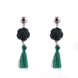 Black Rose and Tassel Earrings - THEONE APPAREL