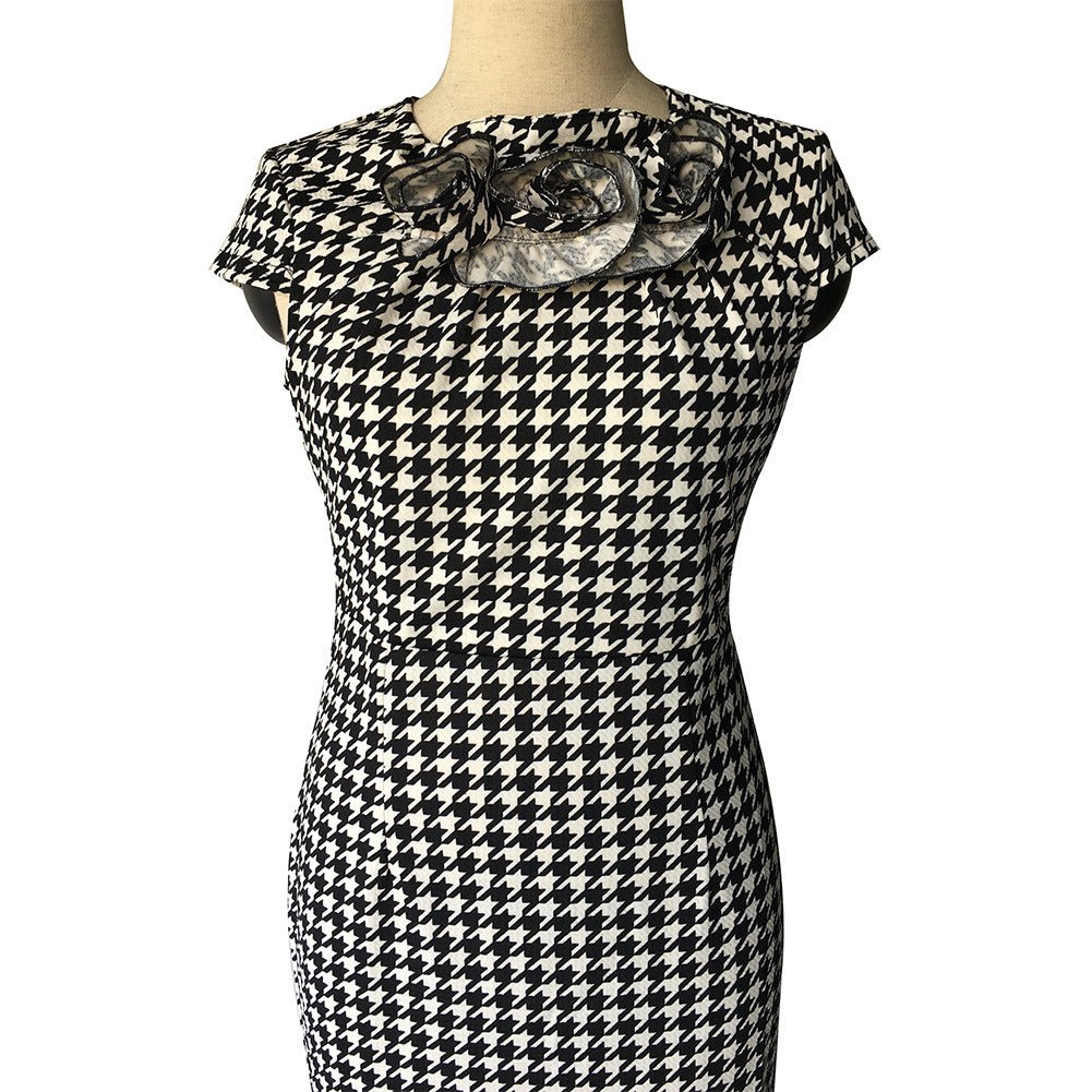 Black & White Houndstooth Ruffle Dress - THEONE APPAREL