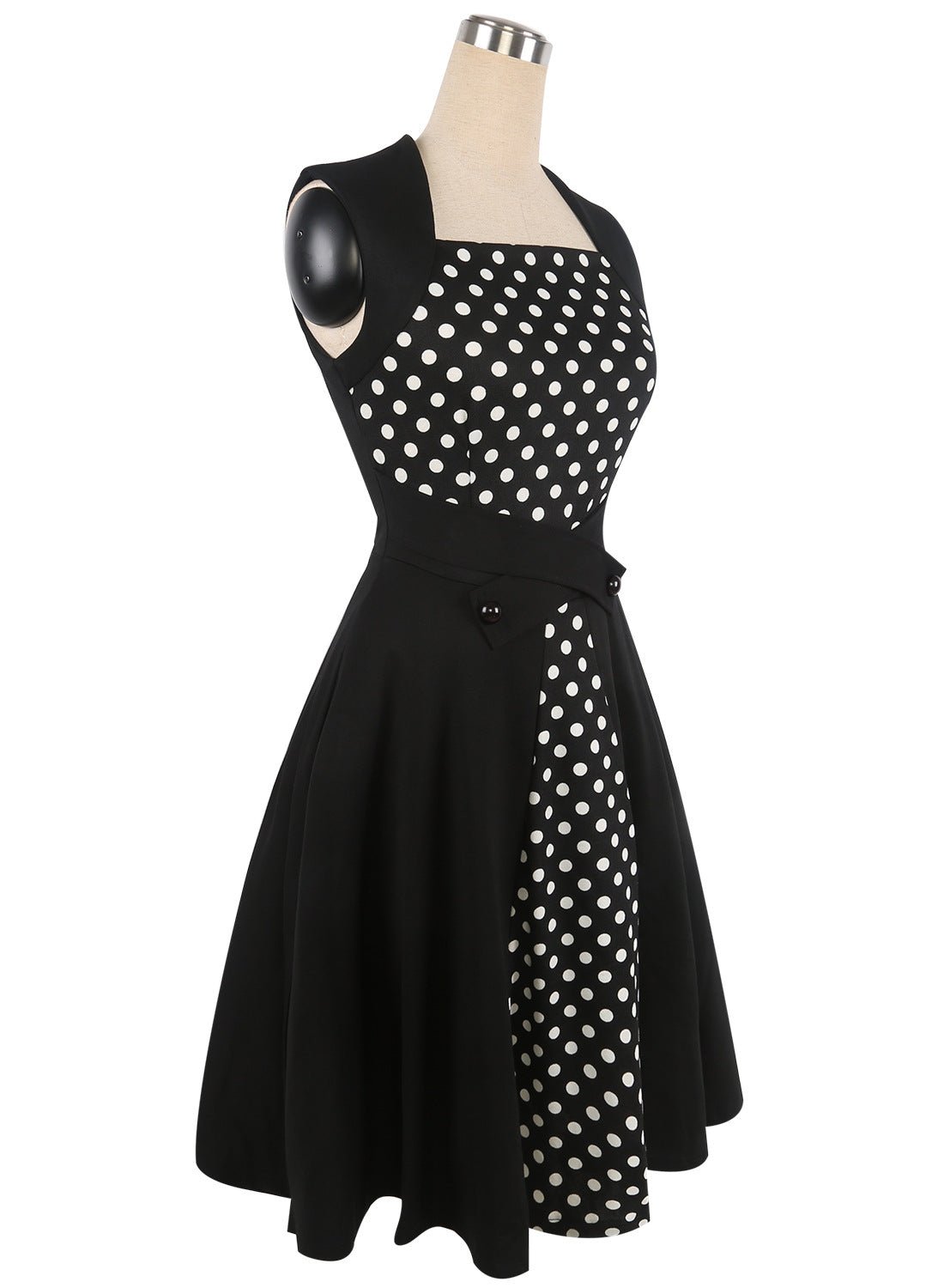 Black & White Polka Dot Contrast Dress - THEONE APPAREL