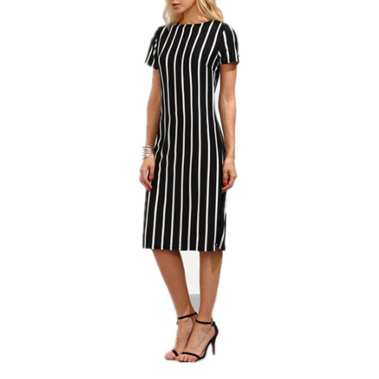 Black & White Stripe Midi Dress - THEONE APPAREL