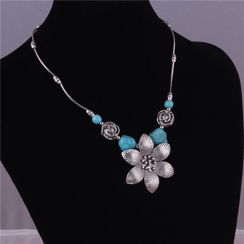 Bohemian Turquoise and Floral Necklace - THEONE APPAREL