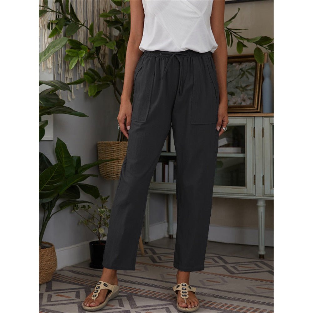 Casual Elastic Waist Straight leg Slacks - THEONE APPAREL