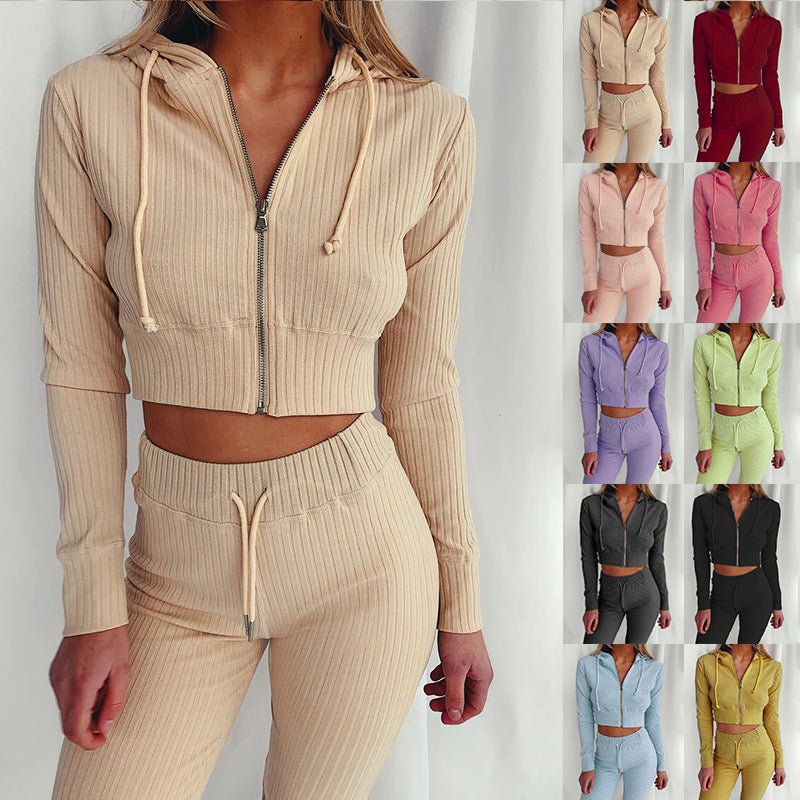 Casual Two Piece Cropped Top and Pants Set - THEONE APPAREL